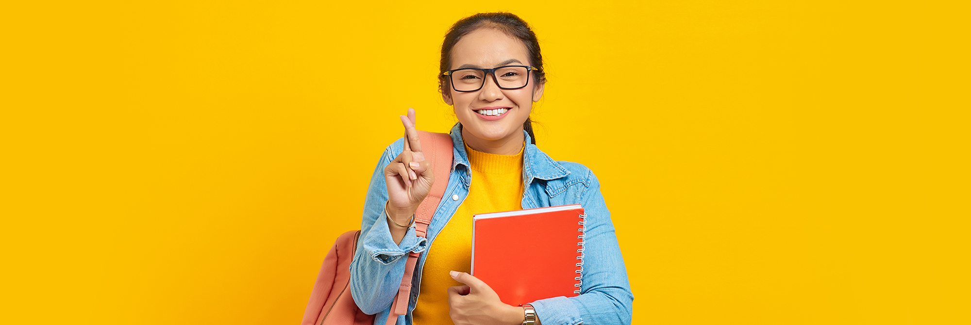 Portrait of happy young Asian woman student who passed the Ib exams!