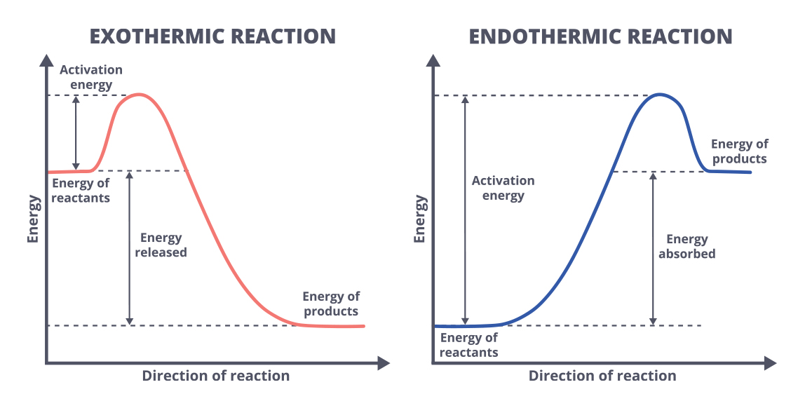 Two diagramas of Exothermic and Endothermic reaction.