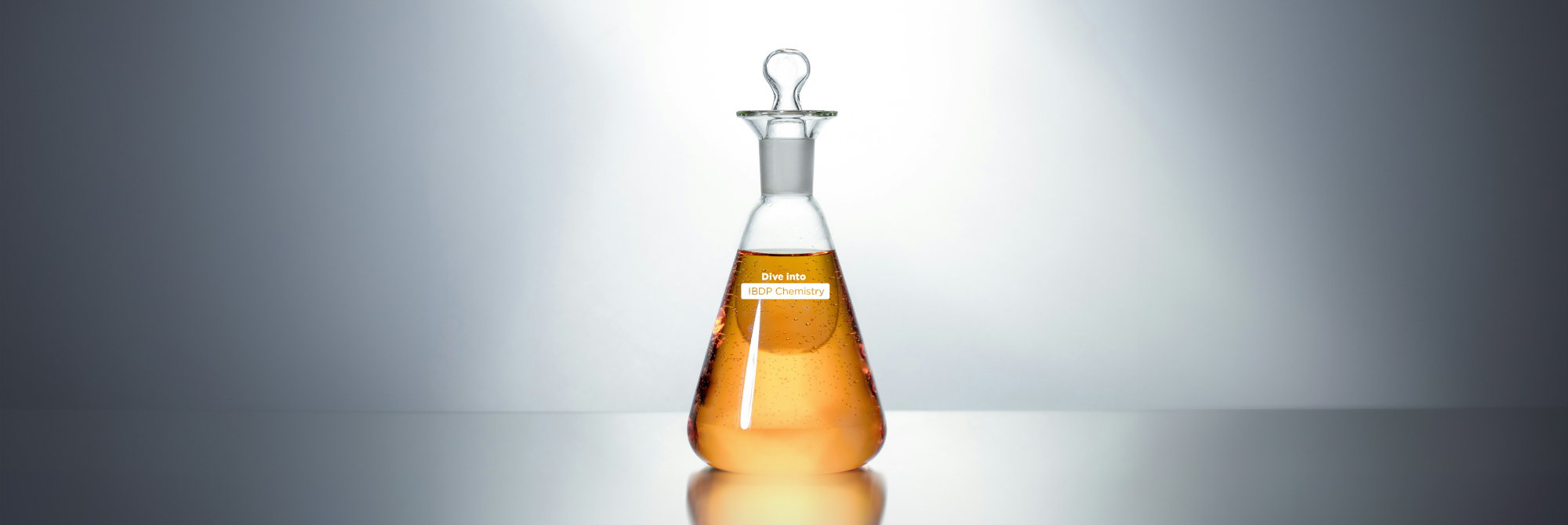 A glass bottle which writes dive into chemistry. 